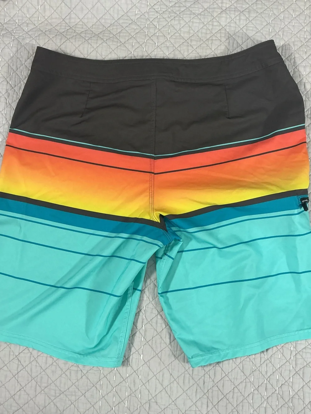 O'Neill Hyperfreak Heat Stripe 21” Turquoise Swim Board Shorts Size 36